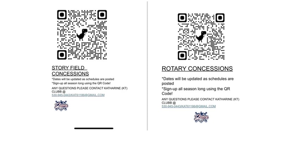 Concession Volunteers Needed! Scan QR Codes to Register